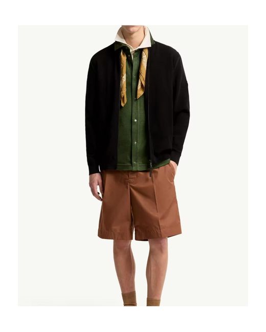 Moncler Black Zip-Up Logo Patch Cardigan for men