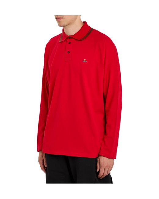 Vivienne Westwood Red Oversized Piqué Cotton Polo Shirt for men