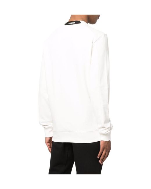 C P Company White Lens-Detailed Cotton Jumper for men