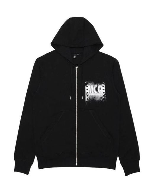 McQueen Black Logo Hooded Casual Jacket for men