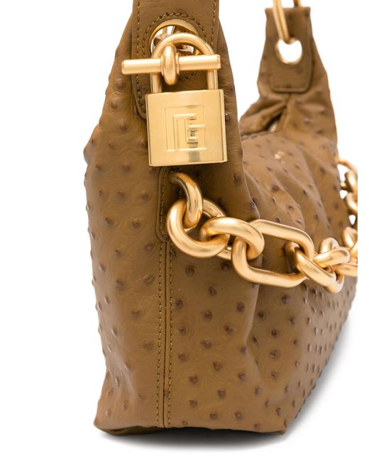 Balmain Metallic Chain-Strap Leather Shoulder Bag