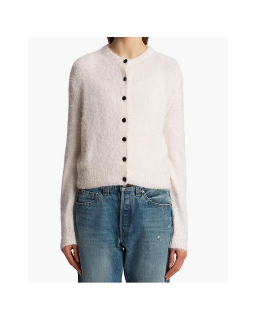Khaite White Button-Fastening Cardigan