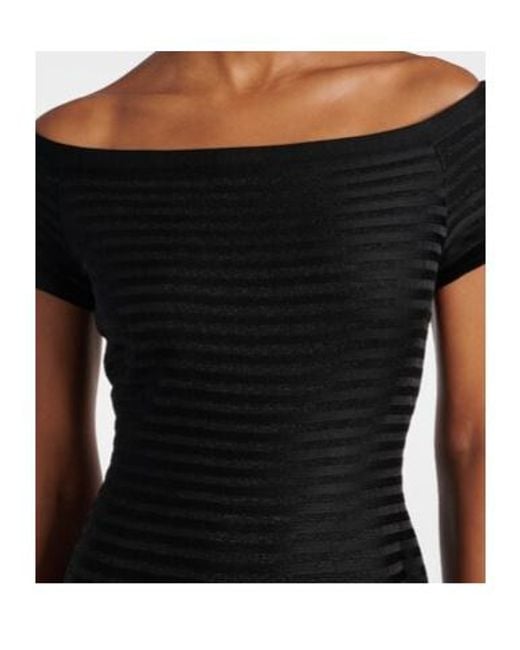 Carolina Herrera Black Off-Shoulder Striped Maxi Dress
