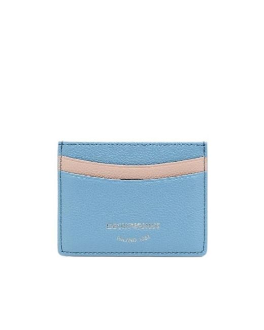 Emporio Armani Blue Tumbled Leather Card Holder