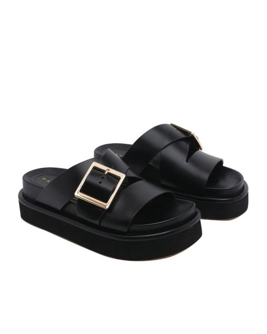Paloma Barceló Black Paloma Barceló Demi Platform Flat Sandals