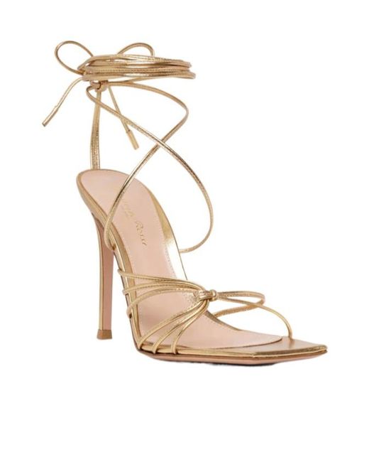 Gianvito Rossi Metallic Square-Toed High-Heeled Sandals
