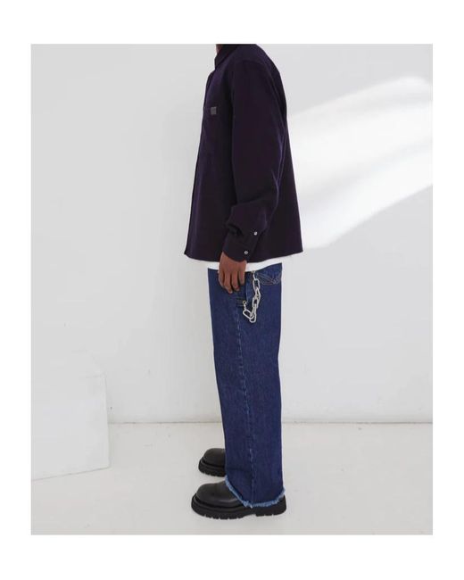 DARKPARK Blue Chain Adorned Relax Fit Worker Denim for men