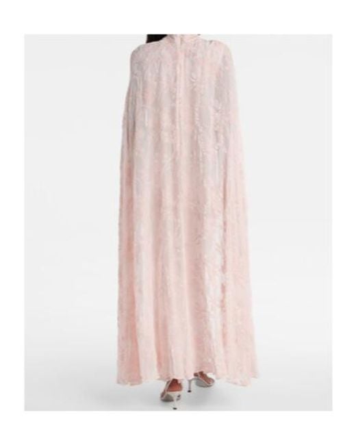 Rodarte Pink Caped Velvet Devoré Gown