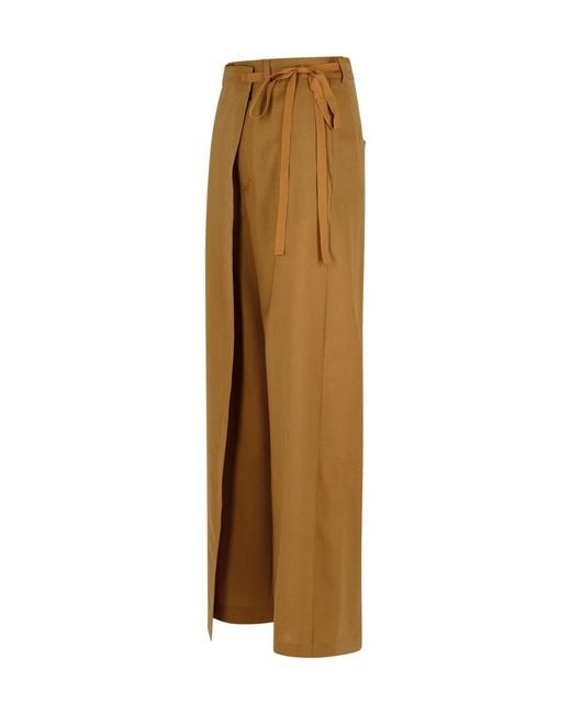 MM6 by Maison Margiela Natural Tie-Fastened Flared Trousers