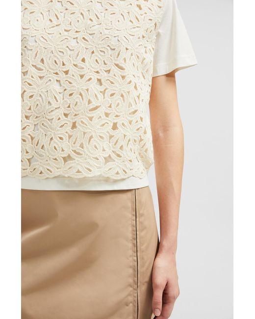 Moncler White Macramé Crewneck T-Shirt