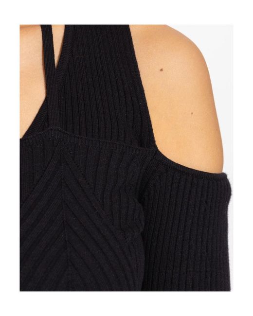 Versace Jeans Blue Couture Open-Shoulder Knitted Jumper