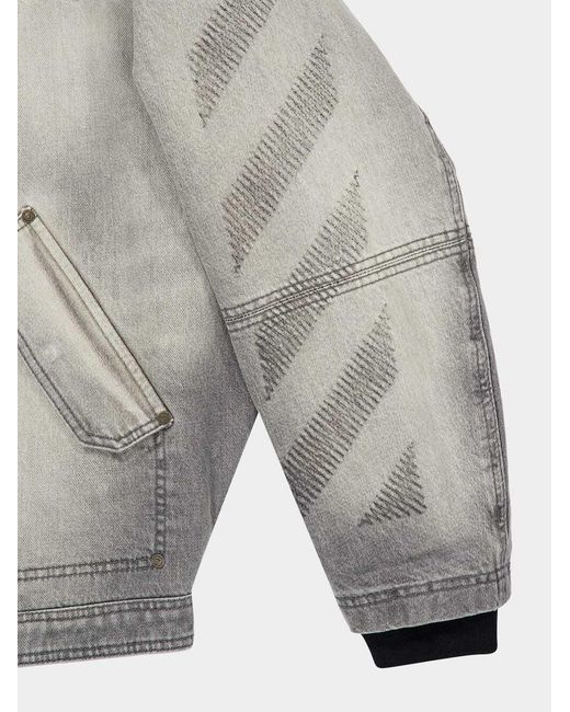 Off-White c/o Virgil Abloh Gray Hooded Denim Jacket for men