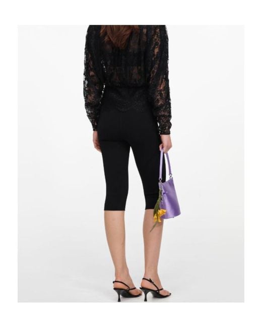 Self-Portrait Black Capri Knit Leggings