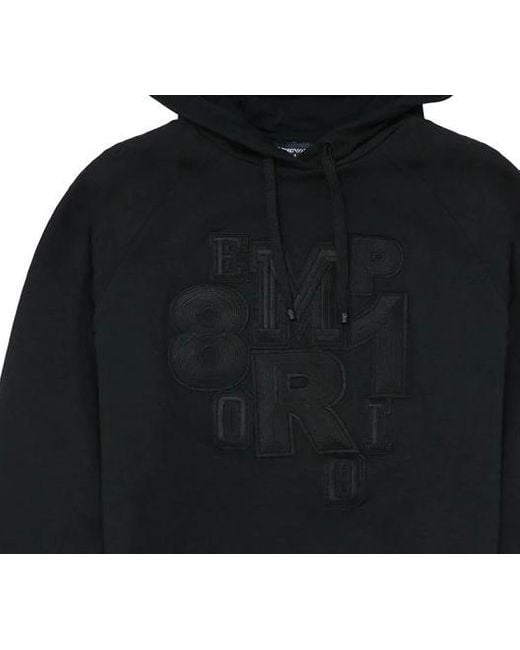 Emporio Armani Black Embroidered Sweater With Logo for men