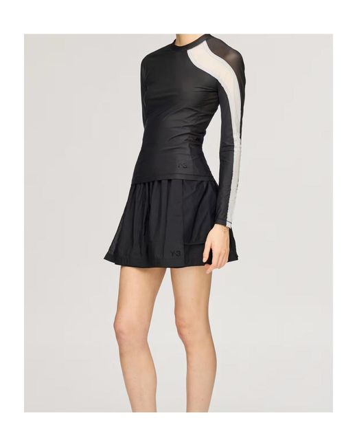 Y-3 Black Sheer Panel Long Sleeve Performance Top