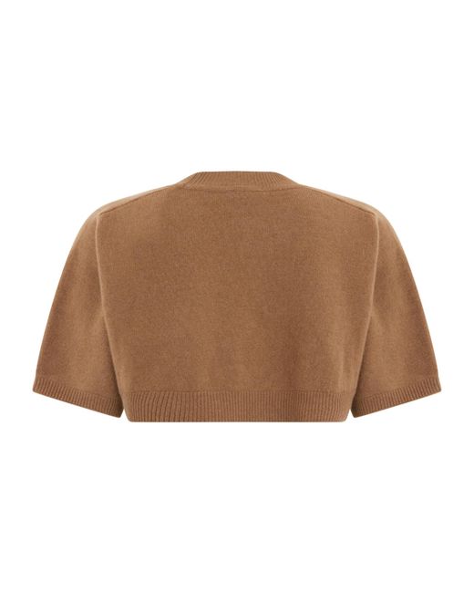 Elisabetta Franchi Brown Cropped Knit Sweater