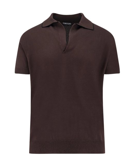 Tom Ford Brown Knitted Polo Shirt for men