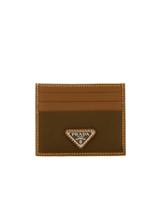 Prada Brown Logo Plaque Card Holder for men