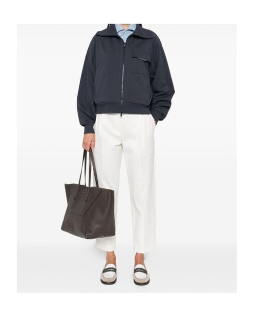 Brunello Cucinelli Blue Zip-Fastening Patch-Pocket Top