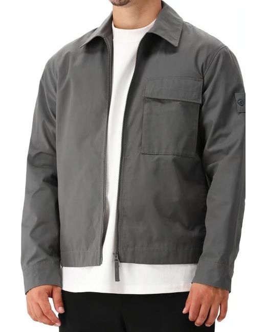 Stone Island Gray Logo Patch Zip-Up Jacket for men