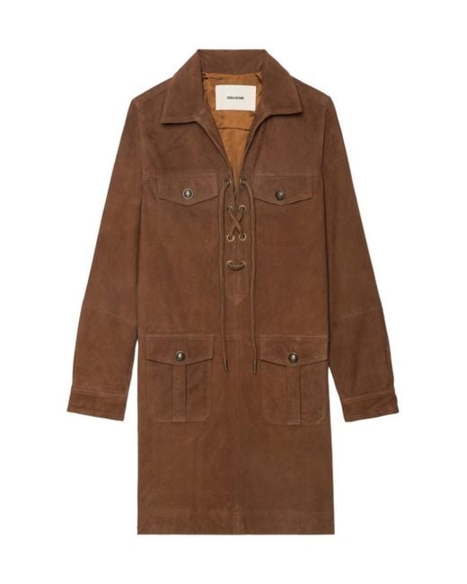 Zadig & Voltaire Brown Remacha Lace-Up Mini Dress