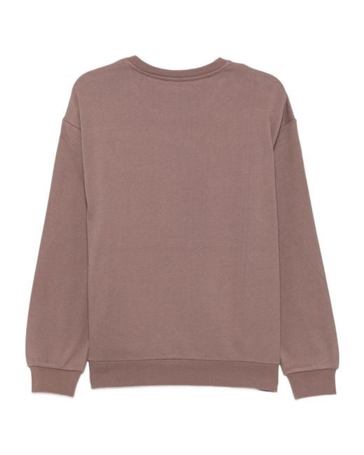 Liu Jo Brown Rhinestone-Embellished Drop-Shoulder Sweatshirt