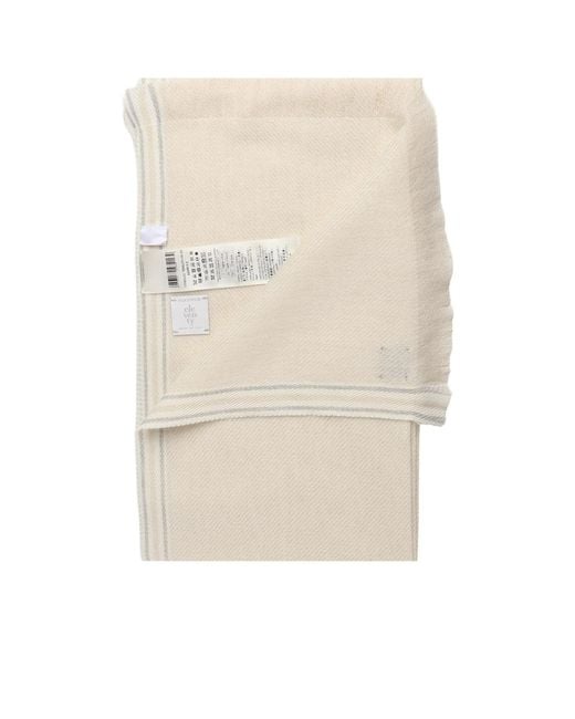 Eleventy Natural Frayed Wool Scarf for men