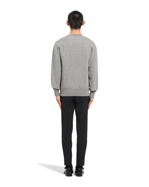 Prada Gray Long Sleeved Crewneck Sweater for men