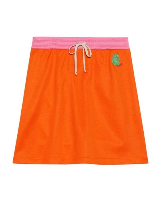 Gucci Orange Lunar New Year Drawstring Mini Skirt