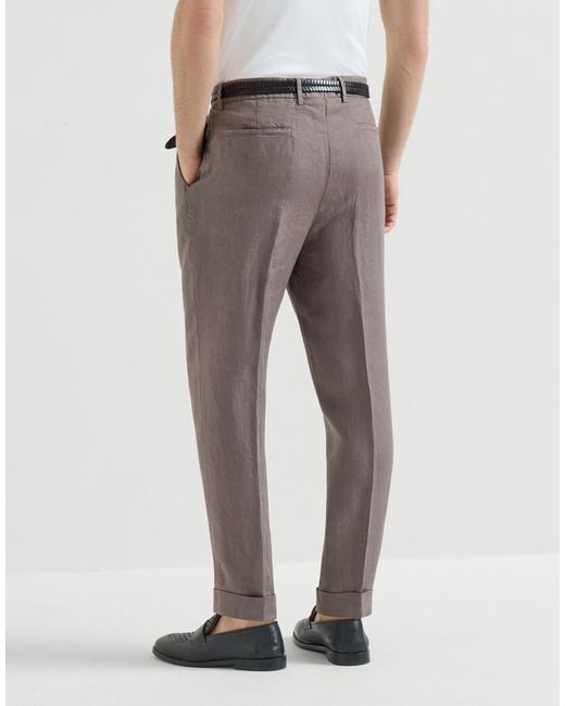 Brunello Cucinelli Gray Garment-Dyed Trousers for men