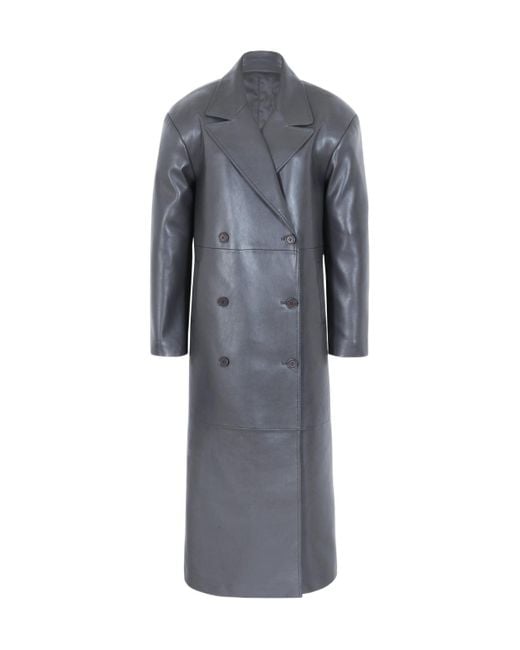 Frankie Shop Women's Gray Tina Faux Leather Trench Coat