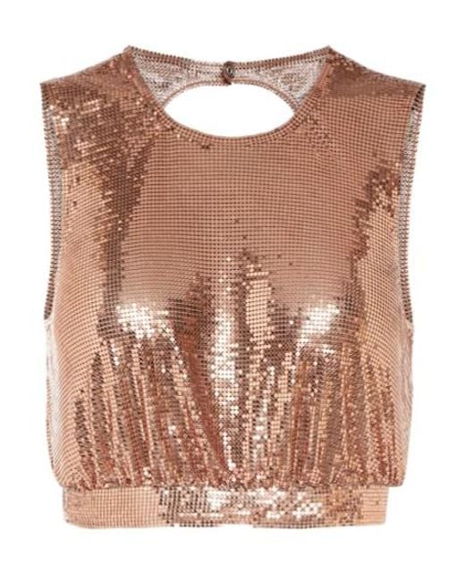Rabanne Brown Metallic Mesh Top