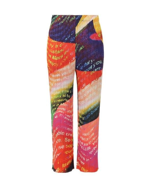 Pleats Please Issey Miyake Red Pleats Please Issey Miyake Voyager Pleated Trousers