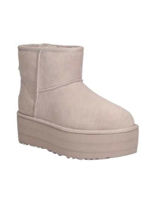 Ugg Gray Classic Mini Platform Ankle Boots