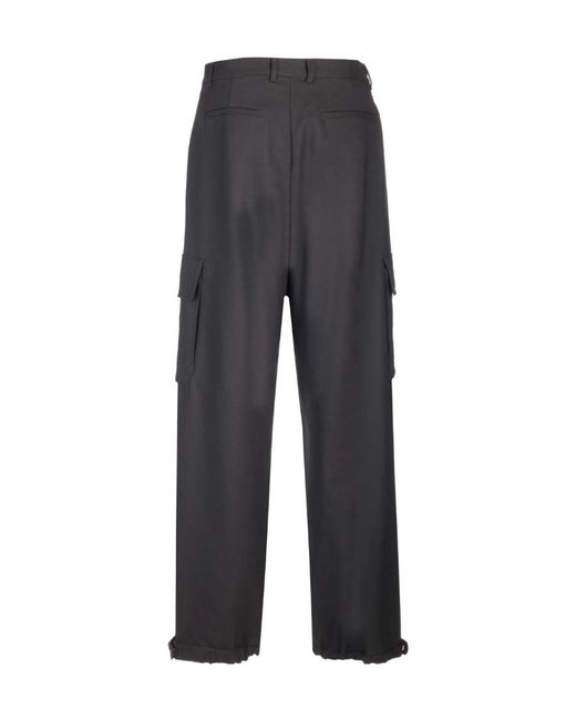 Off-White c/o Virgil Abloh Gray Ow Emb Drill Mid-Rise Wide Leg Trousers for men