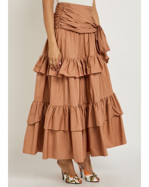 Chloé Brown Tiered Cotton-Poplin Maxi Skirt