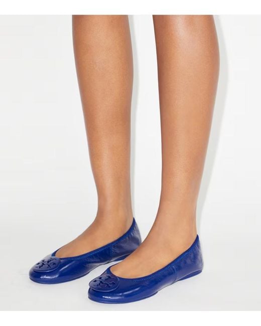 Tory Burch Blue Reva Travel Ballet Flats