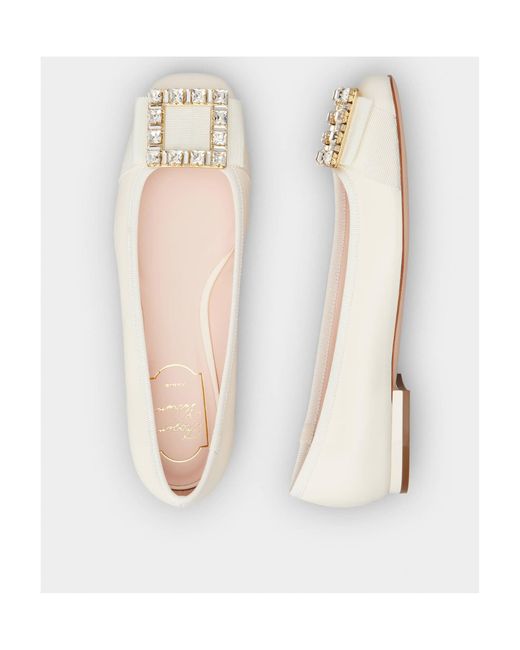Roger Vivier Natural Embellished Slip-On Ballerinas