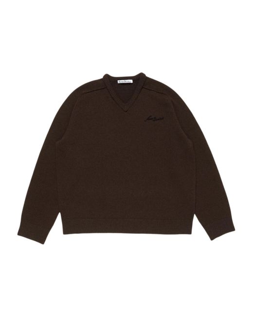 Acne Brown V-Neck Jumper for men