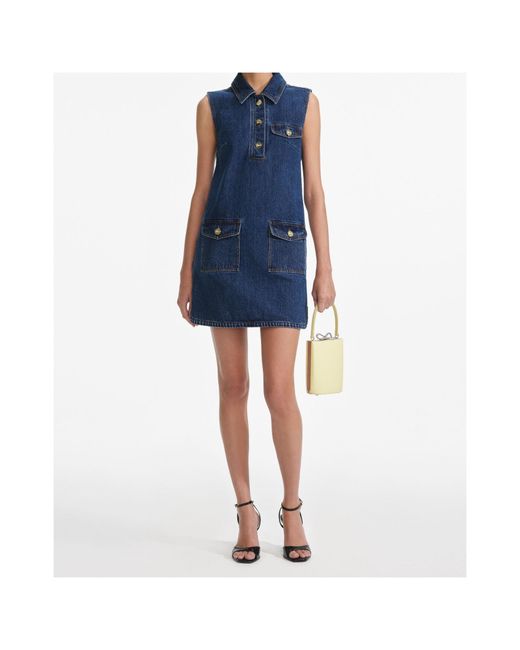 Self-Portrait Blue Denim Sleeveless Mini Dress