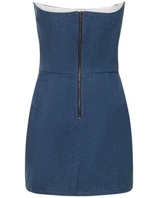 GIUSEPPE DI MORABITO Blue Embellished Strapless Denim Mini Dress