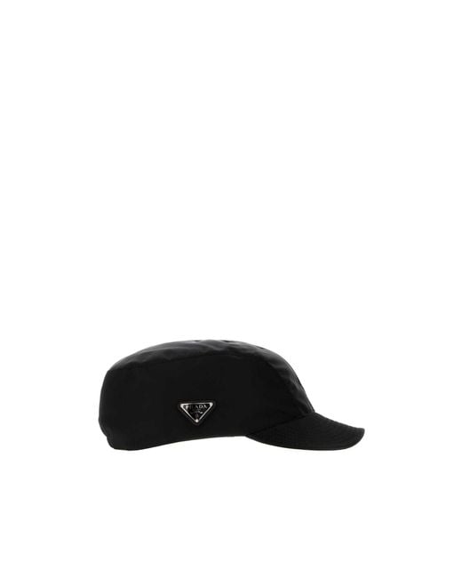Prada Black Logo Re-Nylon Baseball Cap for men