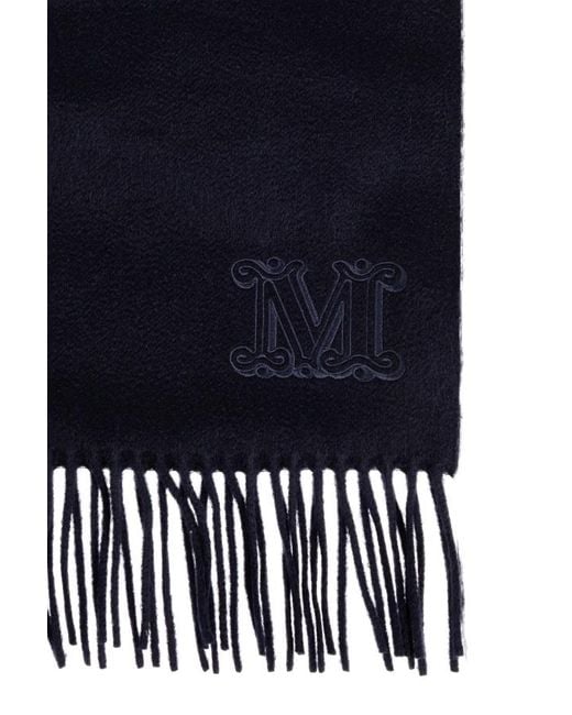 Max Mara Blue Wsdalia Fringed Edge Scarf
