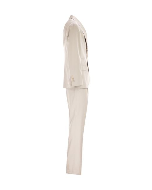 Brunello Cucinelli Natural Two-Button Pleated Suit for men