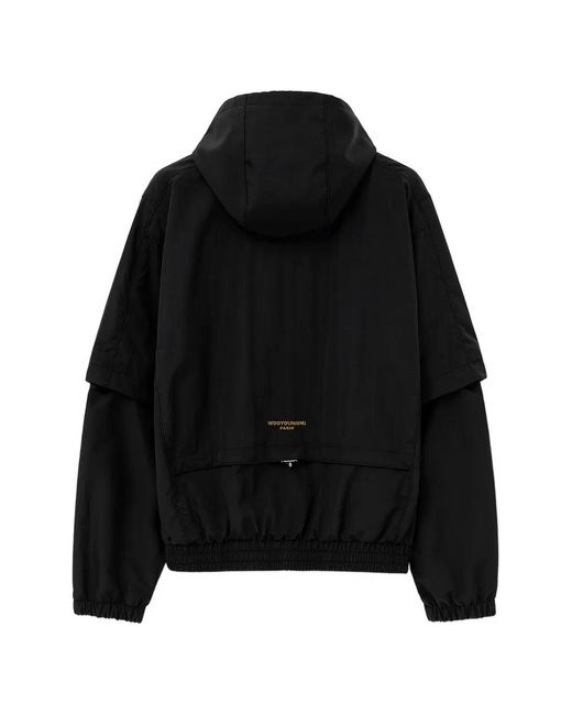 Wooyoungmi Black Zip-Up Hooded Windbreaker Jacket for men
