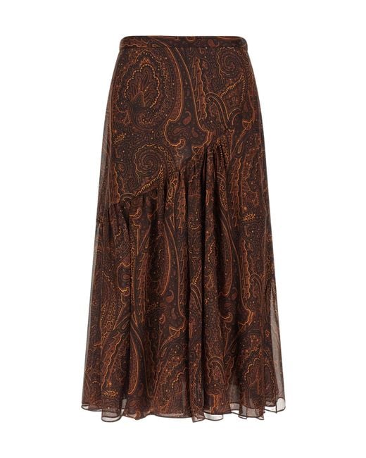 Etro Brown Paisley Skirt