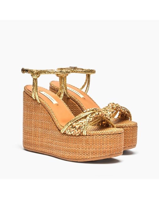 Casadei Natural Marbella Braided Wedge Sandals