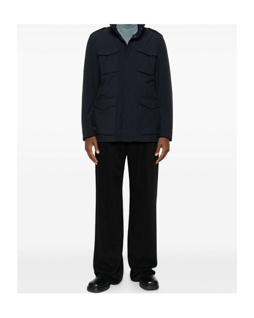 Herno Blue Multi-Pocket Coats for men