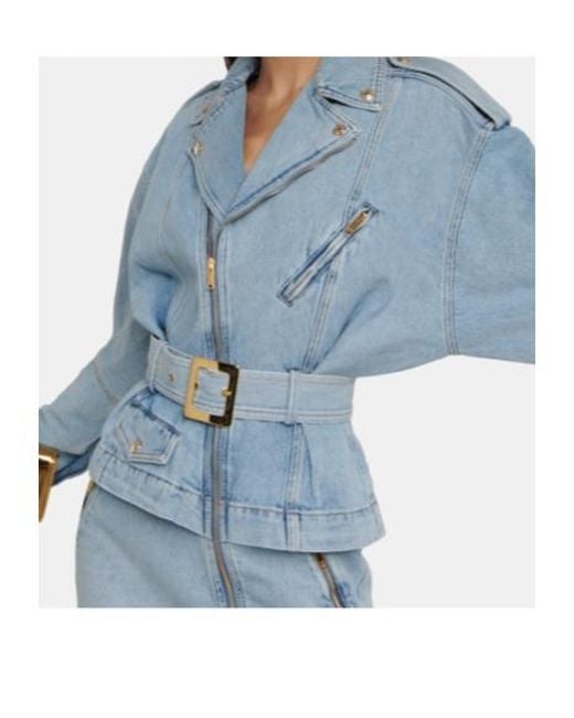 Alexandre Vauthier Blue Asymmetric Zipped Denim Minidress