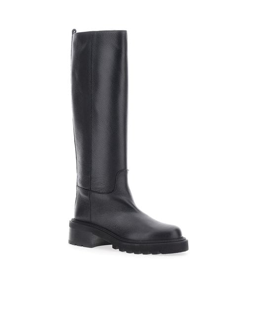 Via Roma 15 Black Round-Toed Knee-High Boots